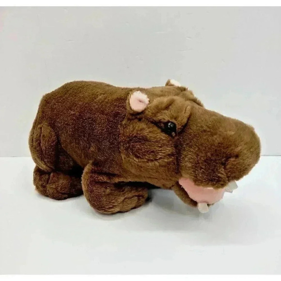 Hippopotamus Plush 17 Inch Life Like Brown Stuffed Animal - Picture 1 of 4